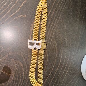 Gold Bracelet with Rhinestone Initial CHOKER